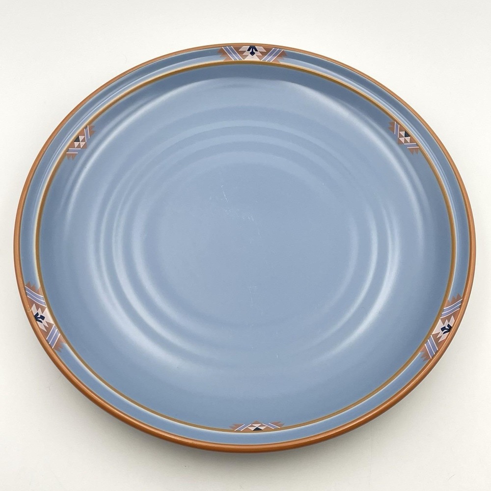 Vintage 1980s Noritake Blue Adobe Stoneware Chop Plate 11‎ 7/8" Japan Aztec